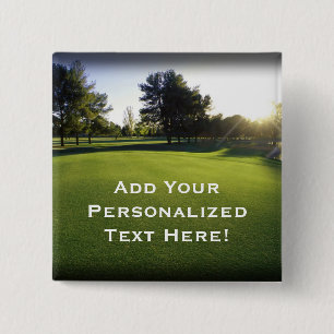 Green Golf Course at Dawn 15 Cm Square Badge