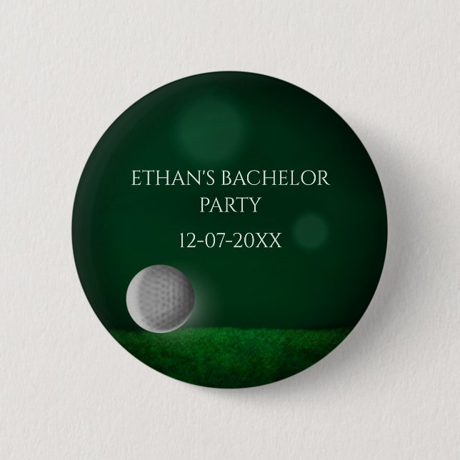 Green golf course golf ball golf bachelor party 6 cm round badge (Front)