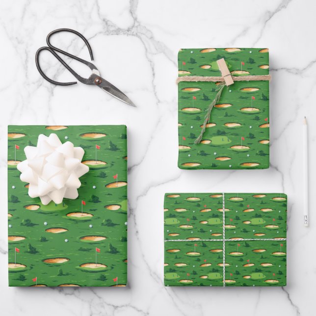 Green Golf Course Wrapping Paper Sheet (Front)