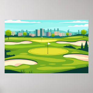 Green Golf Field Design Poster