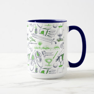Green Golf Icons Pattern Mug