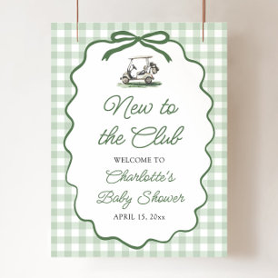 Green Golf New to the Club Baby Shower Welcome Poster