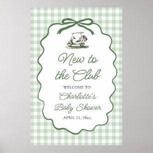 Green Golf New to the Club Baby Shower Welcome Poster