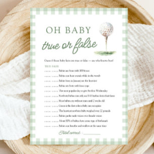 Green Golf Oh Baby True or False Baby Shower Game Invitation