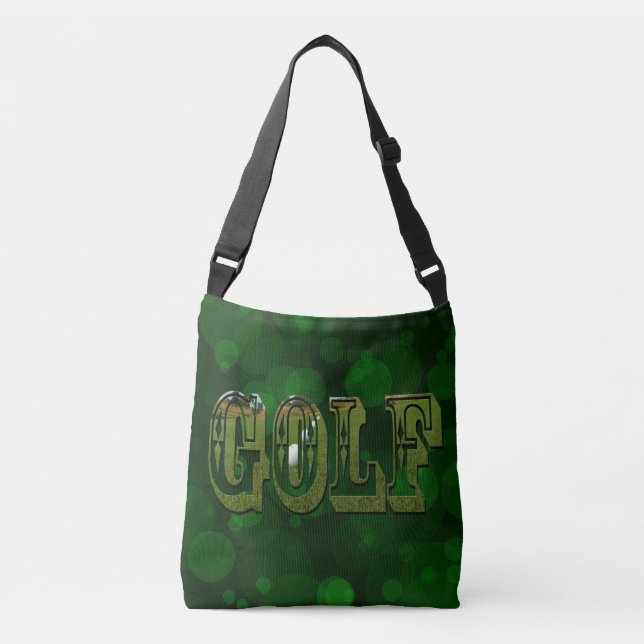 Green Golf Picture Logo On Green Bokeh, Crossbody Bag (Front)