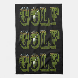 Green Golf Picture Logo, Tea Towel