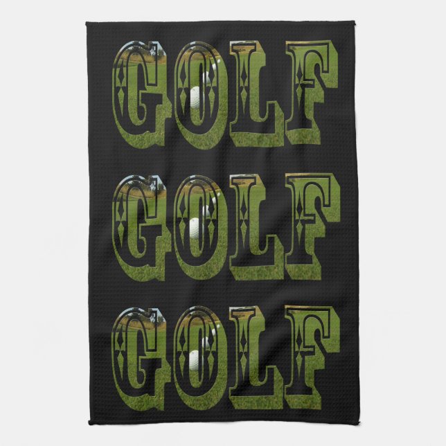 Green Golf Picture Logo, Tea Towel (Vertical)