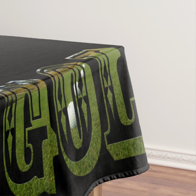 Green Golf Picture Logo With Balls, Tablecloth (In Situ)