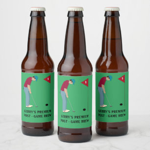 Green Golf Themed Beer Bottle Label