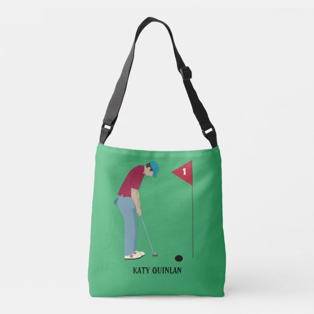 Green Golf Themed Crossbody Bag (Back)
