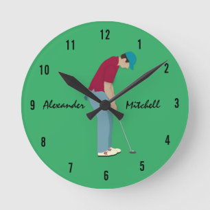 Green Golf Themed Round Clock