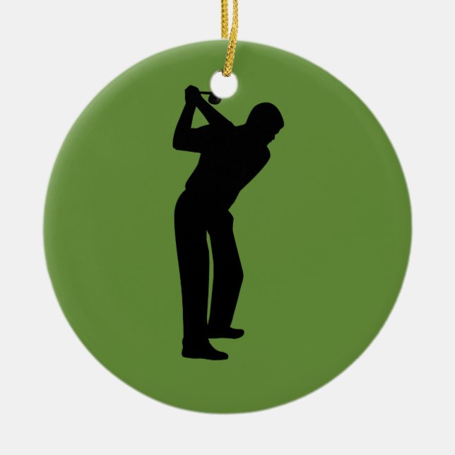 Green Golfer Custom Golfing Ceramic Tree Decoration (Front)