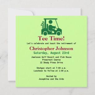 Green Golfer in cart Retirement Party Invitation