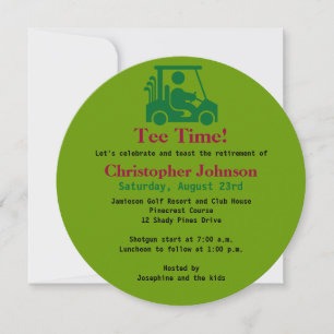Green Golfer in cart Retirement Party Invitation