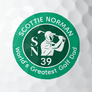 Green Golfer Logo 'World's Greatest Golf Dad' Balls