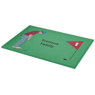 Green Golfer Putting Golf Ball Into Hole  Cutting Board
