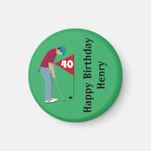 Green Golfer Putting Magnet