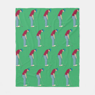 Green Golfing Design Fleece Blanket
