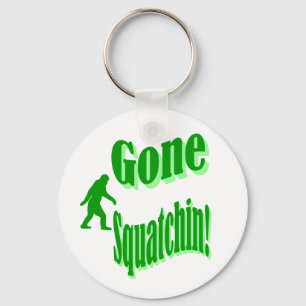 Green gone squatchin slogan text key ring