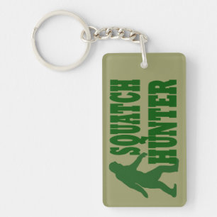 Green gone squatchin slogan text key ring