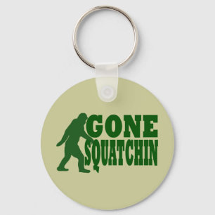 Green gone squatchin slogan text key ring