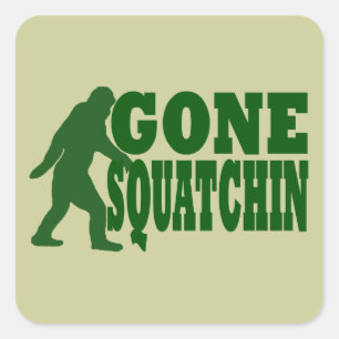 Green gone squatchin slogan text square sticker
