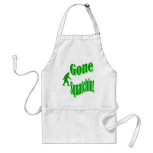 Green gone squatchin slogan text standard apron