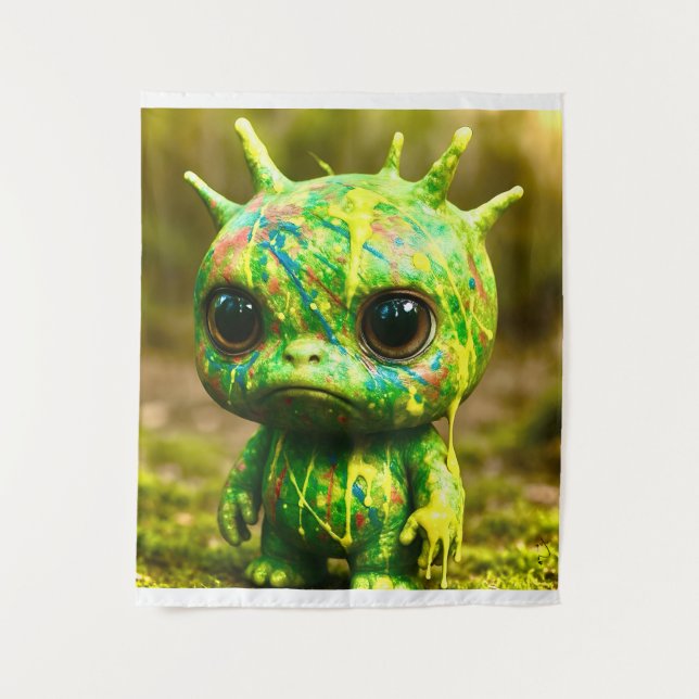 Green Goo Monster – Creepy Cute Canvas Print Tapestry (Front)