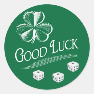 Green Good Luck Bunco Dice Classic Round Sticker