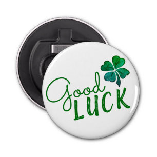 Green Good Luck Four Leaf Clover Shamrock Bottle Opener