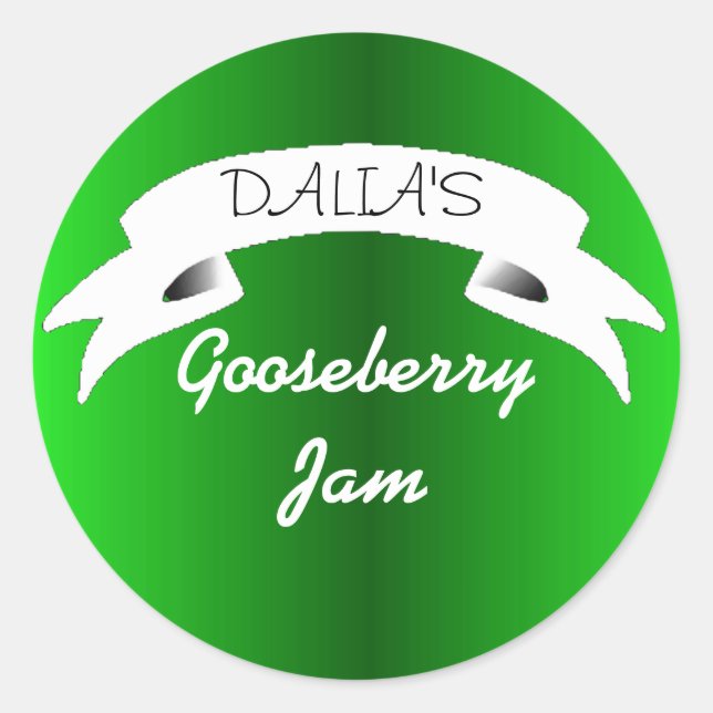 Green gooseberry jam label (Front)