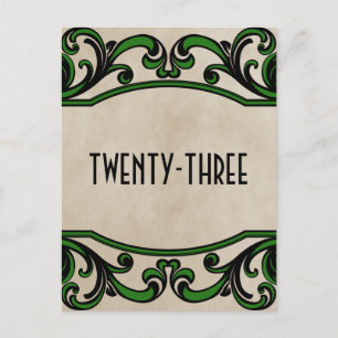 Green Gothic Swirls Table Number Postcard