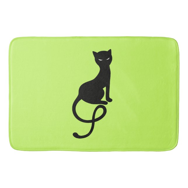 Green Gracious Evil Black Cat Bath Mat (Front)