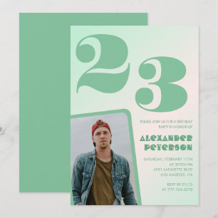 Green gradient 23rd birthday invitations Photo