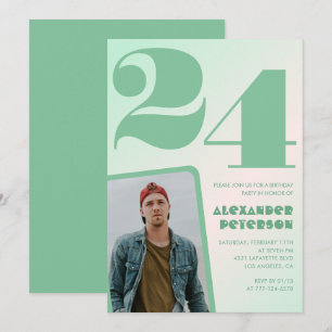 Green gradient 24th birthday invitations Photo