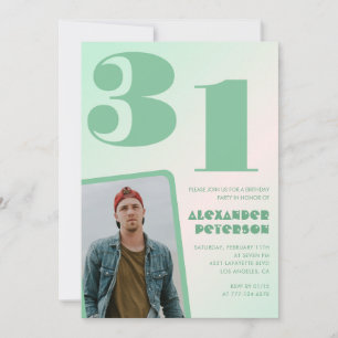 Green gradient 31st birthday invitations Boy Photo