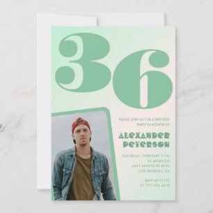 Green gradient 36th birthday invitations Boy Photo