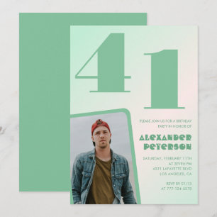 Green gradient 41st birthday invitations Boy Photo