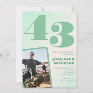 Green gradient 43rd birthday invitations Boy Photo
