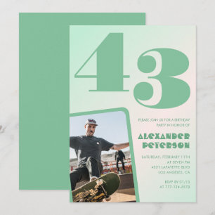 Green gradient 43rd birthday invitations Boy Photo