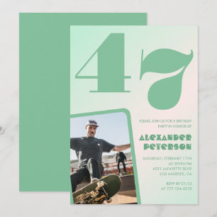 Green gradient 47th birthday invitations Boy Photo