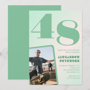 Green gradient 48th birthday invitations Boy Photo
