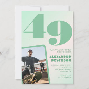 Green gradient 49th birthday invitations Boy Photo