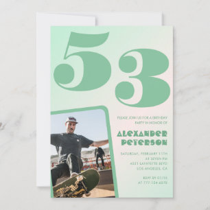 Green gradient 53rd birthday invitations Boy Photo