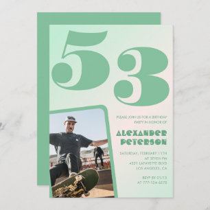 Green gradient 53rd birthday invitations Boy Photo