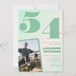 Green gradient 54th birthday invitations Boy Photo