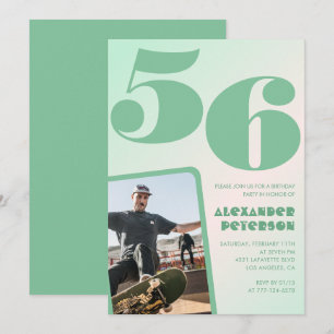 Green gradient 56th birthday invitations Boy Photo