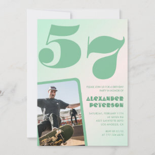 Green gradient 57th birthday invitations Boy Photo