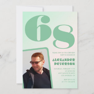 Green gradient 68th birthday invitations Boy Photo