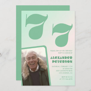 Green gradient 77th birthday invitations Men Photo